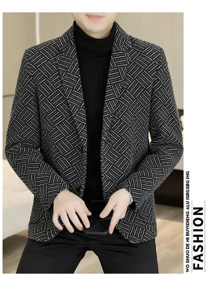 Blazer Autumn and Winter Men's Fashion Outdoor Travel Youth Wedding Slimming Casual Formal Wear with Cotton Warmth Blazer  2025
