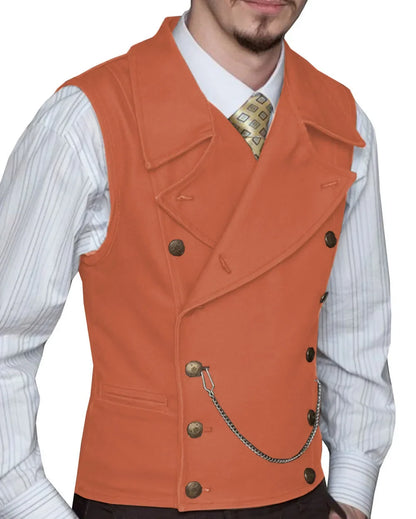 Men's Double Breasted Waistcoat – Solid Color Formal Vest for Weddings & Events