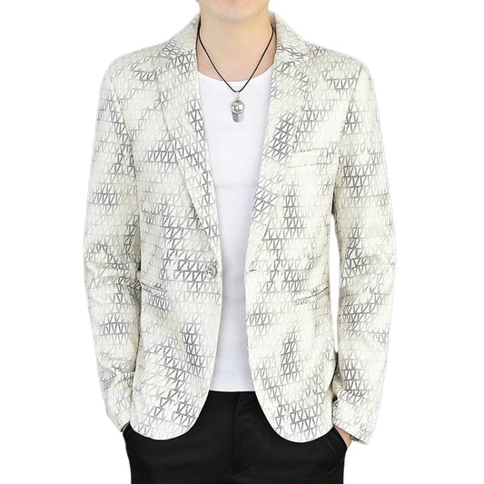 Blazer Autumn and Winter Men Fashion Outdoor Wedding Slimming Business Versatile Printed Casual Korean-style Formal Wear Blazer