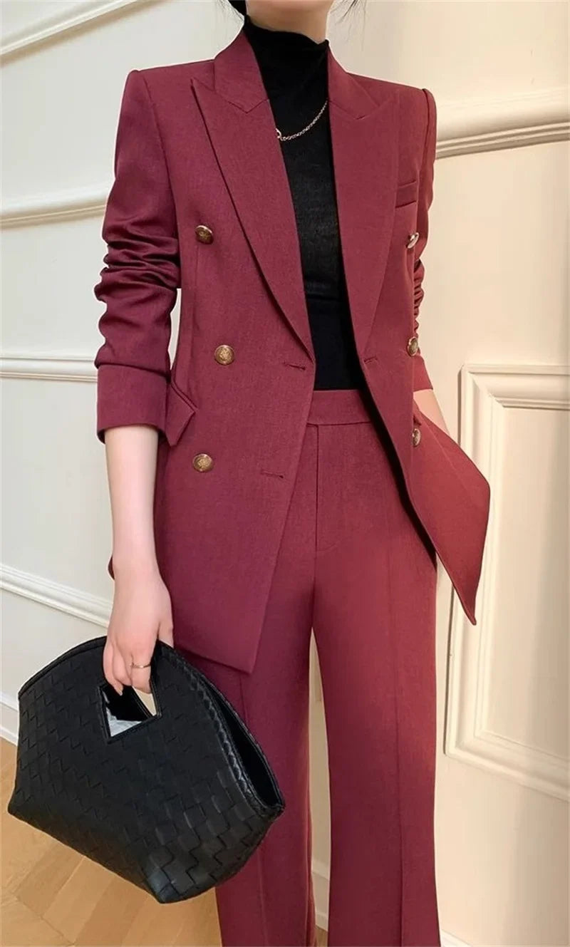 2025 New Women Pant Suit Office Ladies Female Business Work Wear 2 Piece Set Formal Blazer Jacket And Trous