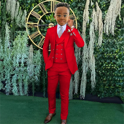 Fashionable Boys Suit Set 3 Pieces Jacket Vest Pants Banquet Party Outfit Elegant Children's Tuxedo Wedding Guest Clothes 2-20T