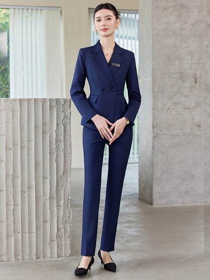 Fashionable professional women's wear, two-piece suit jacket + pants, sophisticated and elegant. 2025 new style
