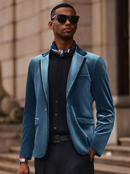 New Velvet Suit Set 2 Pieces For Men Chic Double Breasted Man Suits Business Office Wear Elegant Peak Lapel Party Tuxedo XS-6XL
