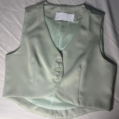 Xiaoxiangfeng Women's Vest Spring Summer New Short Suit Vest Fashion V-Neck Sleeveless Jacket Female Short Blazer Vest Waistcoat