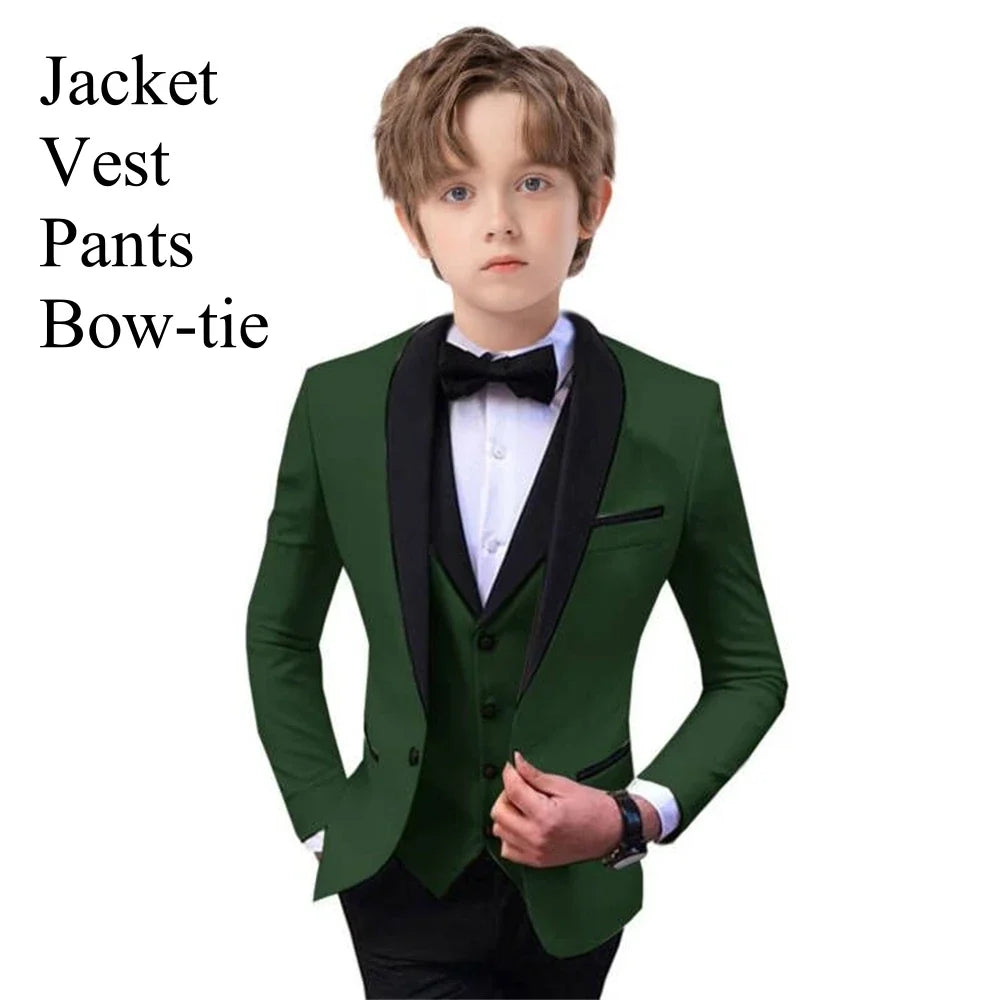 Boys 3-Piece Slim Fit Suit Set for Kids Wedding Prom and Formal Occasions