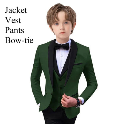 Boys 3-Piece Slim Fit Suit Set for Kids Wedding Prom and Formal Occasions