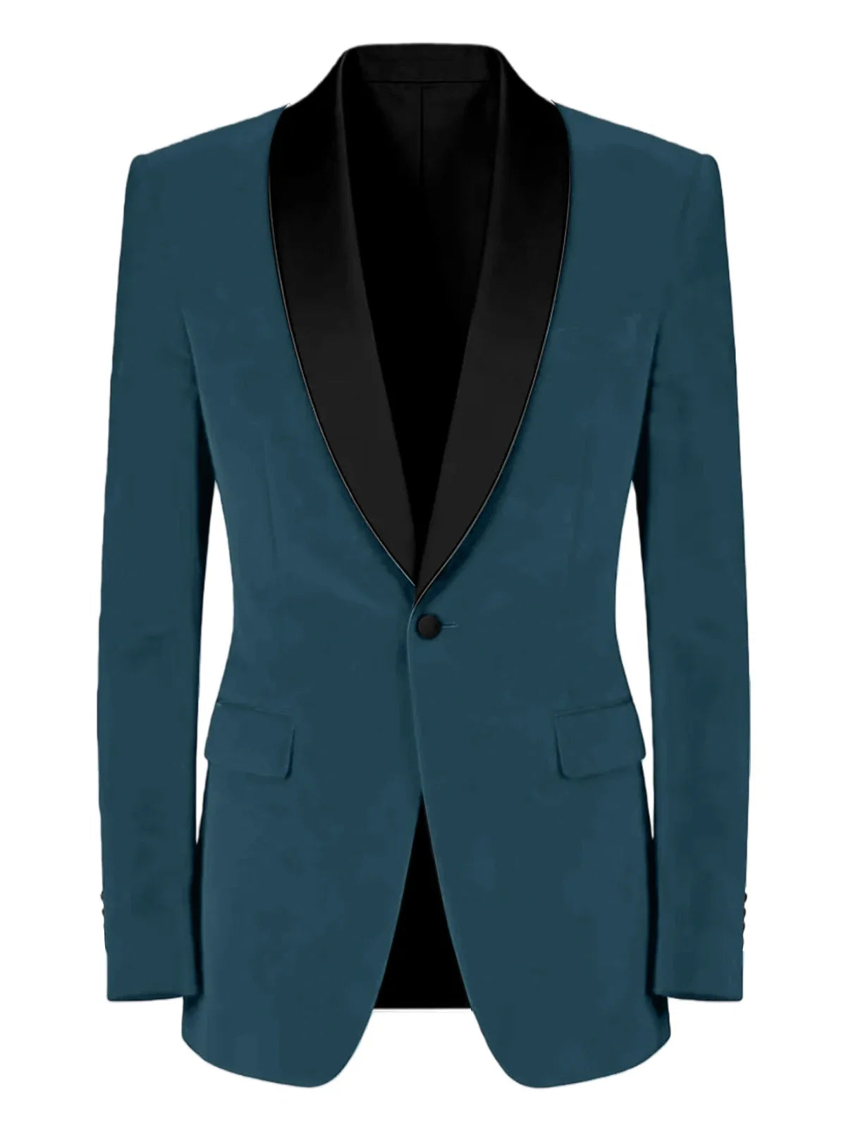 Men's Velvet Tuxedo Blazer Black Trim Shawl Lapel Slim Fit 1-Button Flap Pockets Suit Jacket Formal Wedding Party Sport Coats