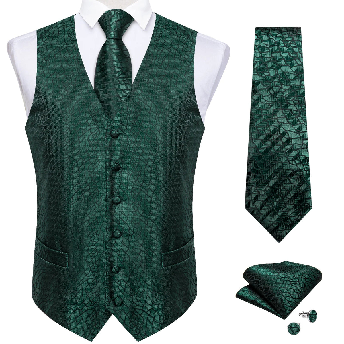 Men's Paisley Waistcoat with Necktie Set for Weddings and Formal Occasions