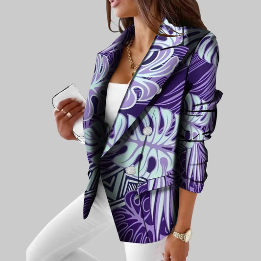 Women Suit Jacket Hawaiian Vintage Tropical Floral Pattern Clothes Womens Cardigan Soft Casual Suit Jacket