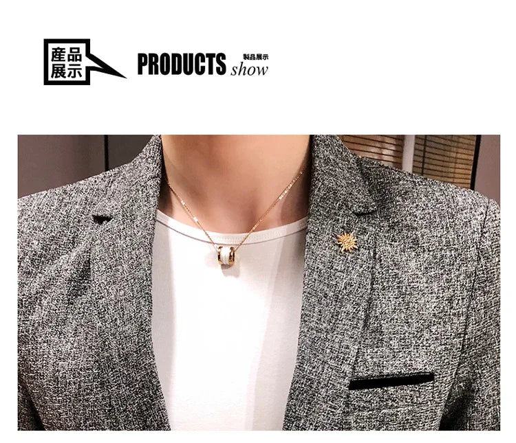 Solid Color Men's Fashion Casual Outdoor Gentleman Business Wedding Trend Slim-fit Formal Dress British Style Wedding Blazer