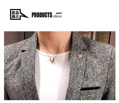 Solid Color Men's Fashion Casual Outdoor Gentleman Business Wedding Trend Slim-fit Formal Dress British Style Wedding Blazer