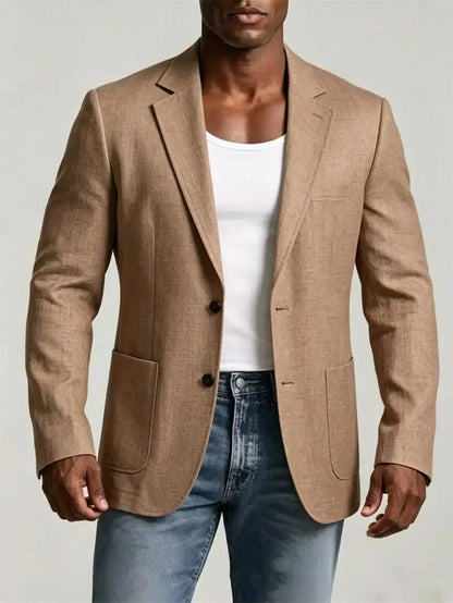 Men's Linen Suit Jacket Summer Thin Breathable Blazers Lapel Single-breasted Business Man Clothes Blazer Wedding Office Coat