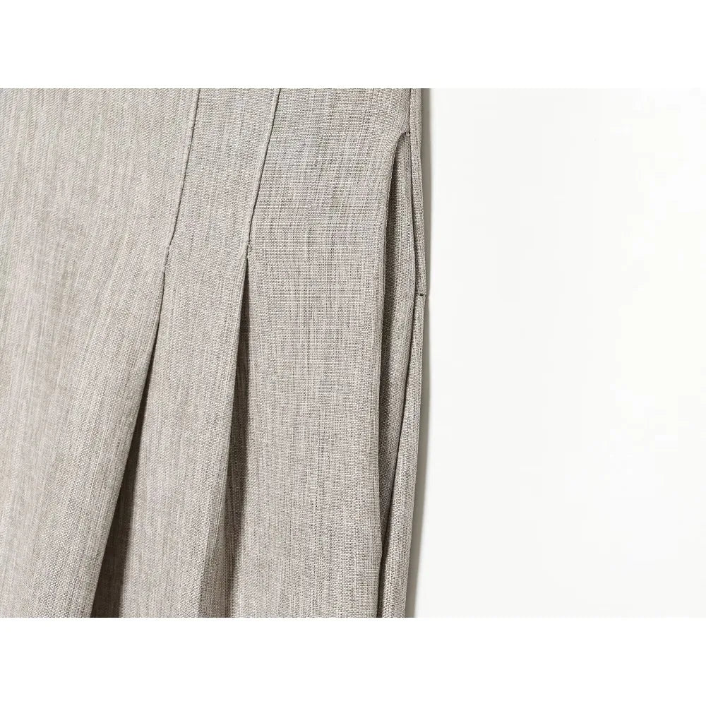 Stylish OL Style Pant Sets Women New Matching Sets Linen Blazer with Shoulder Pads and Flap Pockets + High-waisted Pleated Pants