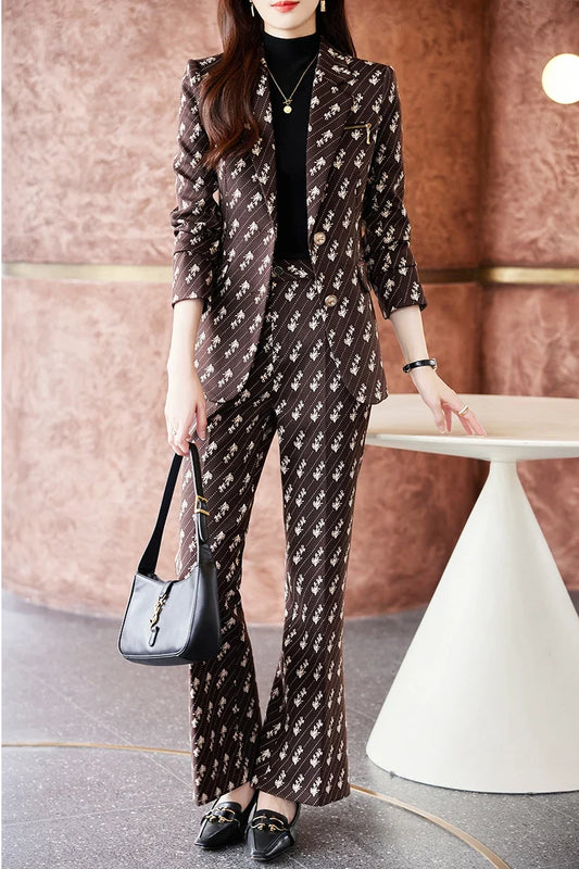 Fashionable professional women's two-piece blazer + pants set. Exquisite elegant, new style for autumn winter 2025