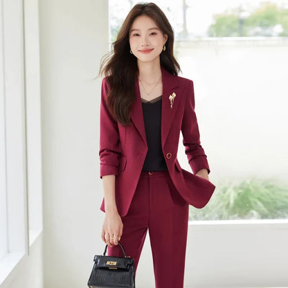 Elegant and fashionable professional women's wear, exquisite two-piece suit jacket + pants. 2025 autumn/winter new styles