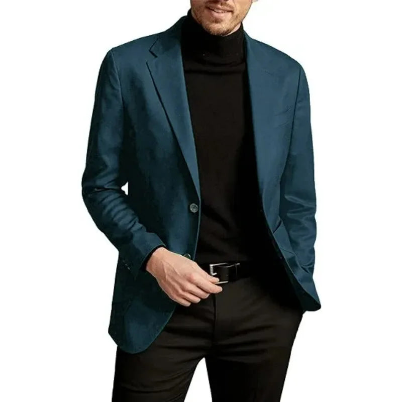 KIDWHXR Men Suit Coat Simple Solid Long Sleeve Male Blazer Turn Down Collar Casual Comfortable Business Casual Man Outerwear