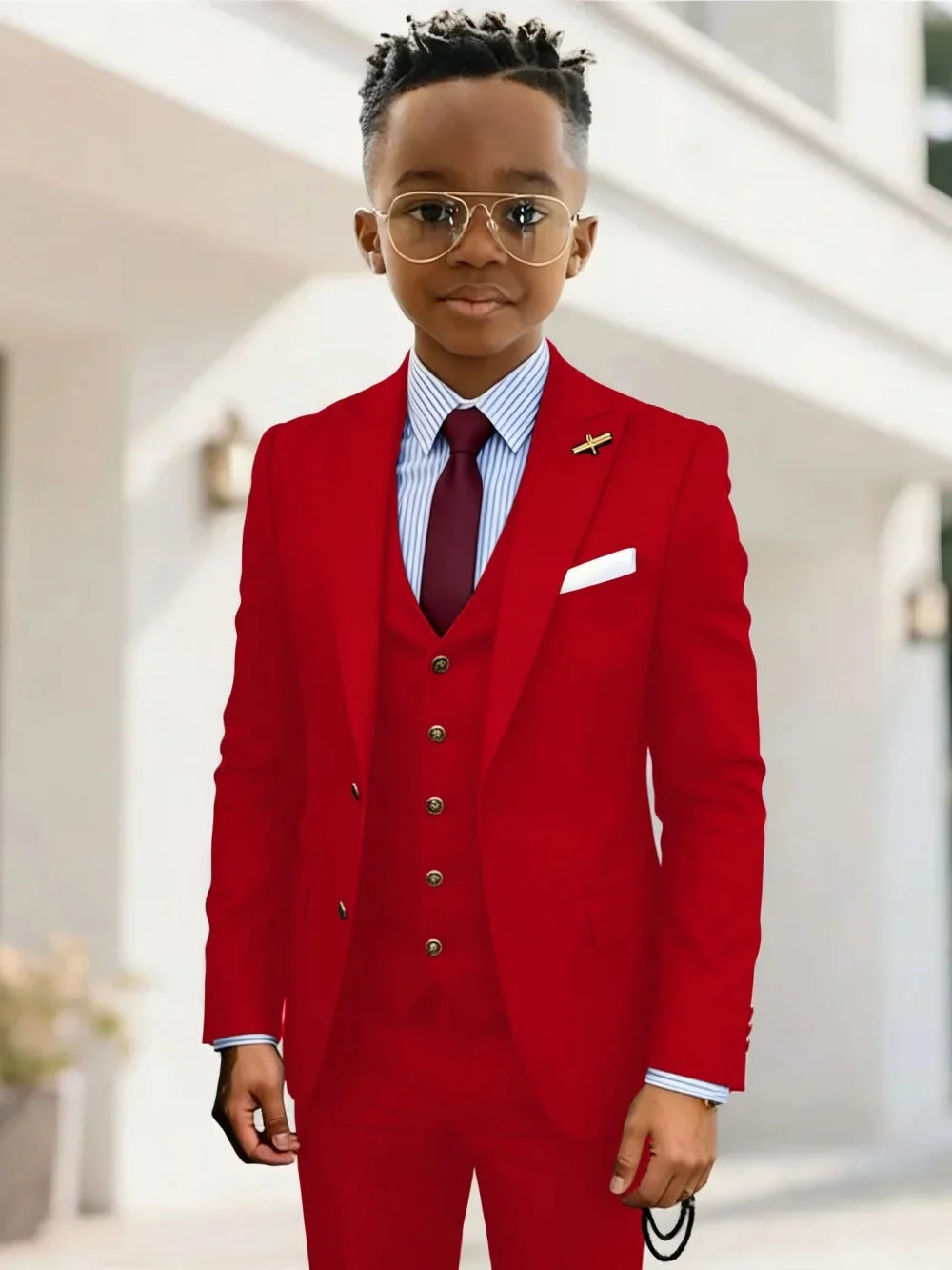 Formal Boys Suits 3 Pieces Wedding Ring Bearer Outfit Handsome Peak Lapel Homecoming Suit Set Fast Delivery Tuxedo 2-20T