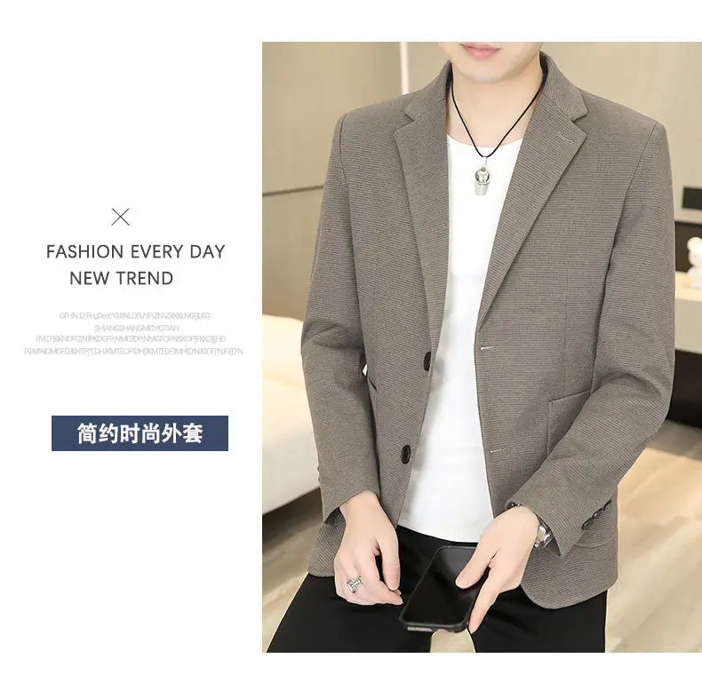 Blazer Men Business Gentleman Leisure Korean Wedding Fashion Trend, Slimming, Versatile, High-end Casual, High-end Woolen Blazer