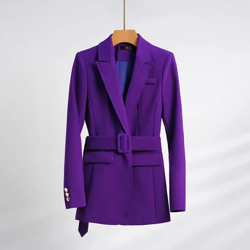 Fashion High-quality Office Suit Purple Jacket and Trousers 2-piece Set 2025 New Waist Suit Temperament Suits for Women HJLZBW