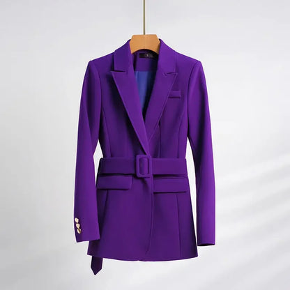 Fashion High-quality Office Suit Purple Jacket and Trousers 2-piece Set 2025 New Waist Suit Temperament Suits for Women HJLZBW