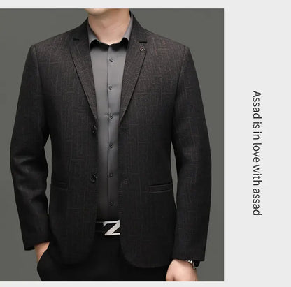 Men's Smart Casual Blazer Single Breasted Dark Pattern Coffee & Grey Spring Autumn