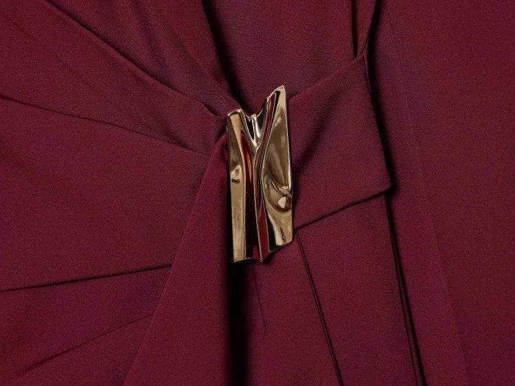 Women Asymmetric Buckle Blazer Elegant Wrap Suit Jacket Slim Waist Tailored Office Lady Workwear Fashion Blazer Coat