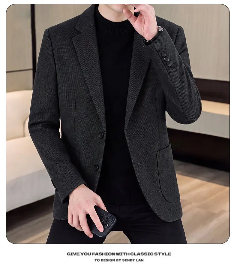 Men's Fashionable Versatile Suit 2026 Autumn Winter New Design Quality Outerwear for Business Casual Wear Trendy All-Match Jacke
