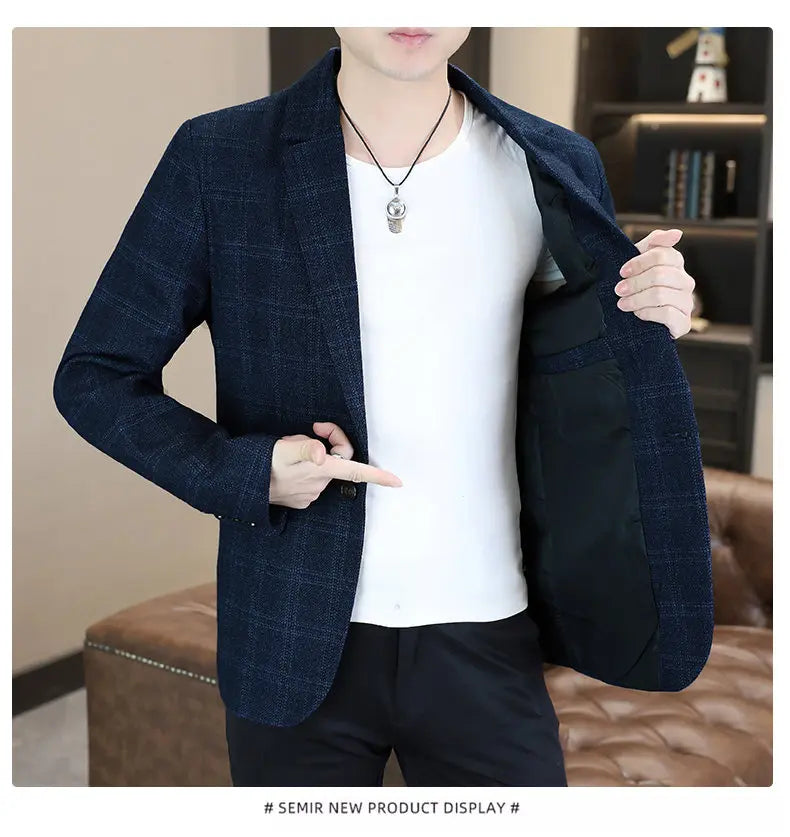 Blazer Men's Fashion Business Gentleman Groom Professional Gentleman Form-fitting Versatile Casual Formal Wear High-end Blazer