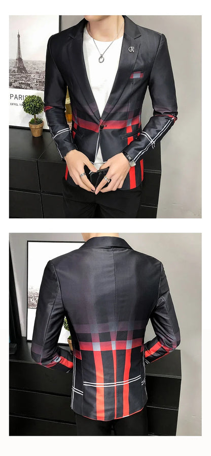 Men's Blazer Suit Jacket 2025 Spring New Fashion Korean Slim Suit Jacket Social Prom Dress Jacket Men's High Quality Clothing