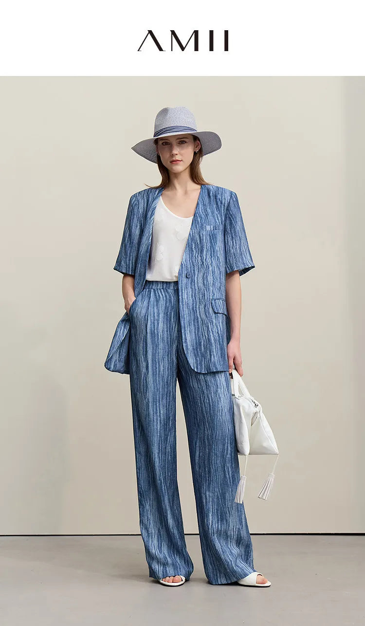 Women's Jacket 2026 Summer New Loose Casual V-neck Single Button Blazer Separate Versatile Wide-leg Women Trousers 12621092