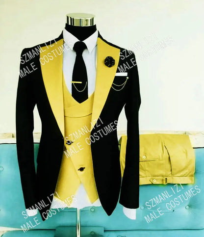 Elegant Business 3 Piece Men Suit Navy Blue Dinner Party Prom Suit Groom Wedding Men Suit Blazer Slim Fit Best Man Tuxedo
