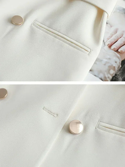 Women Suit Blazer Elegant Coat Spring Autumn Fashion Korean Blazer Luxury Double Breasted Jacket Solid Ladies Tops Clothes