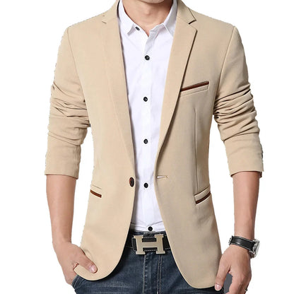 New Mens Casual Blazers Autumn Spring Fashion Slim Suit Jacket Men Blazer Masculino Clothing Vetement Homme 5XL A2F1415