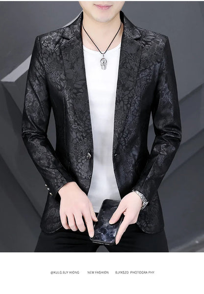 Brand Hot Stamping Casual Business Suit Jacket Men Retro Slim Fit Casual Suit Jackets Social Banquet Office Uniform Blazers 2026