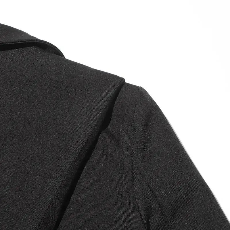 Women Blazer Asymmetric Single Breasted Waist Hollow Out Ruched Slim Fit Elegant Fashion High-end Dresses New Spring HK8685