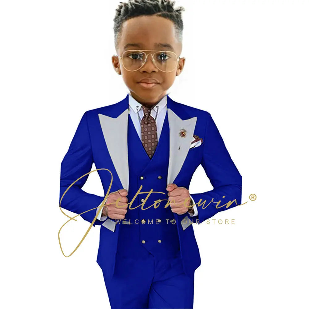 Suits For Boy Jacket Vest Pants 3 Pieces Dark Green Birthday Costume Flower Boys Formal Party Suit Kids Wedding Suit Tuxedo