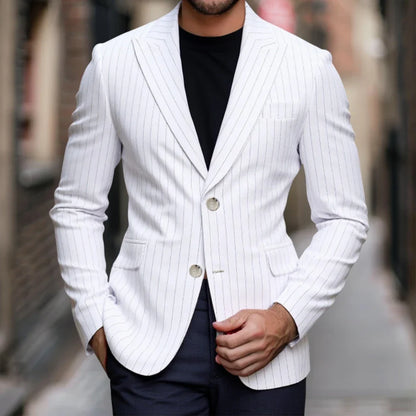Striped Suit Jackets Men Dress Coat Vintage 2025 Ropa Elegante Hombre Mens Casual Business Slim Fit Formal Blazers Masculino