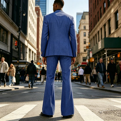 Men's 2-Piece Retro Flare Suit – Slim Fit Bell Bottom Blazer & Wide Leg Pants for Formal Occasions