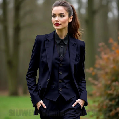 Women 3 Piece Suit Set Blazer Vest Pants Slim Fit Office Business Party Formal Attire Customizable Size for Ladies