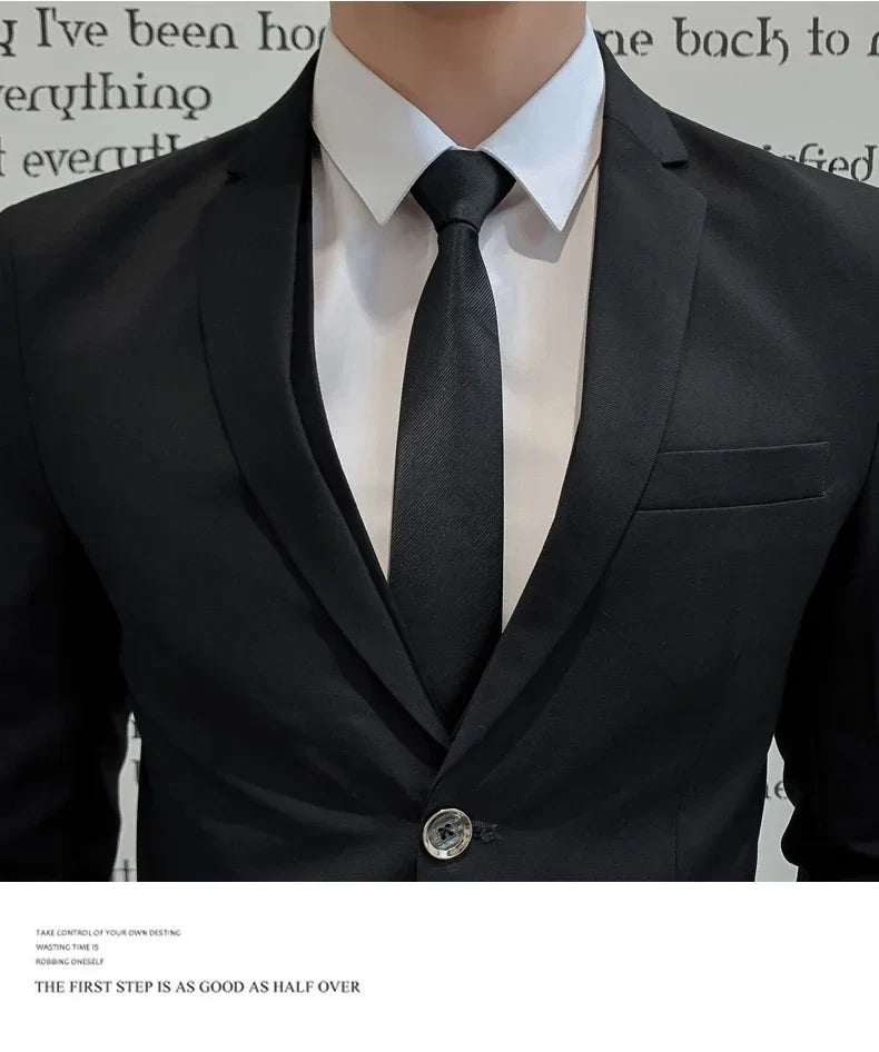 Men's Slim Fit Business Suit – Smart Casual Single Breasted Formal Suit for Work, Wedding & Special Occasions