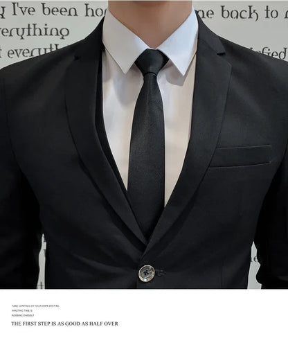 Men's Slim Fit Business Suit – Smart Casual Single Breasted Formal Suit for Work, Wedding & Special Occasions