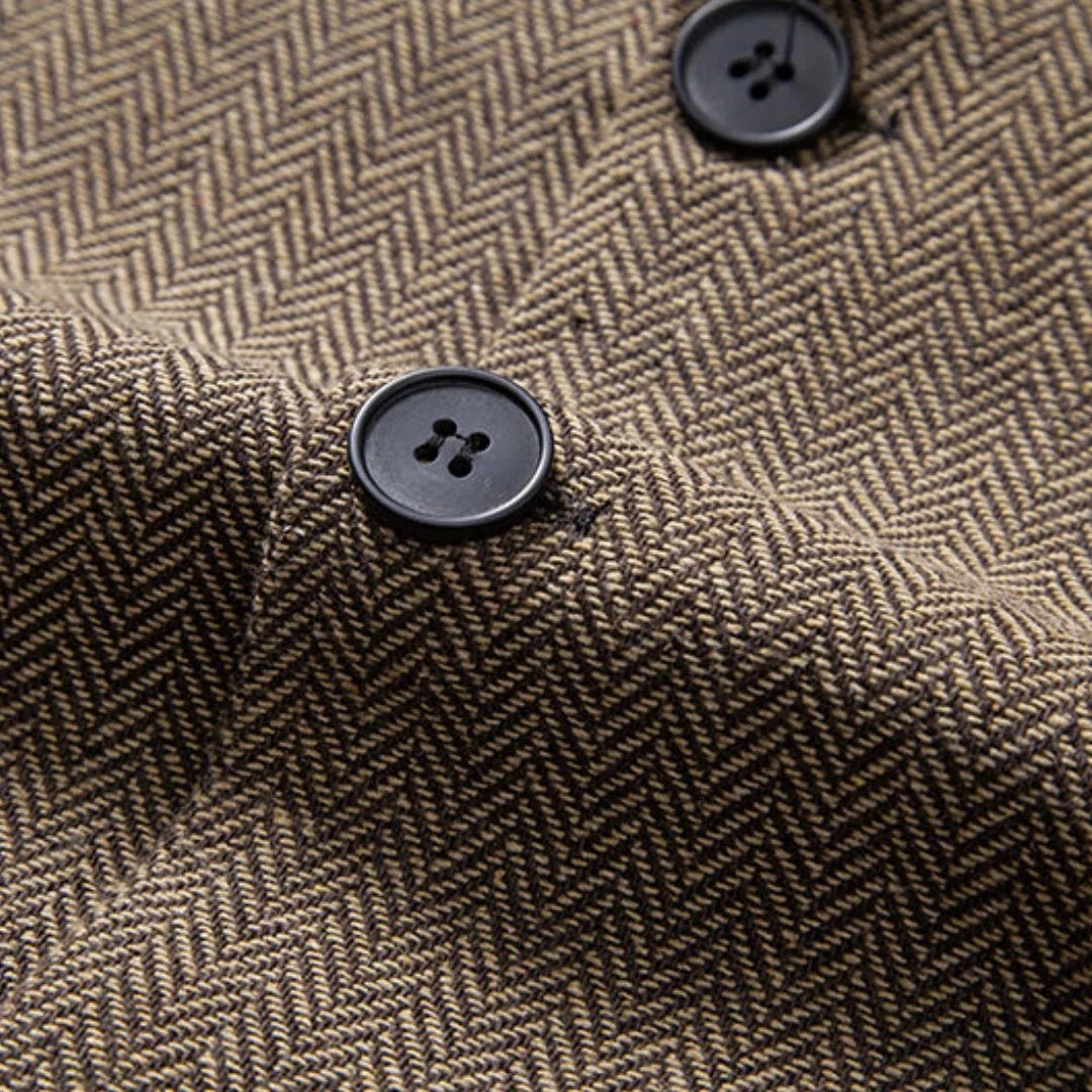 Men's Vest – Herringbone Single-Breasted Waistcoat for Weddings & Business