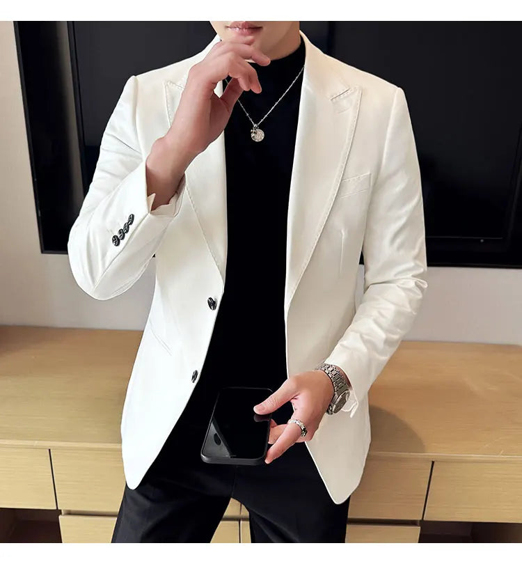 High Quality Solid Color Business Suit Jacket Men Fashion Casual Wedding Groom Suit Jackets Street Wear Social Blazer Masculino