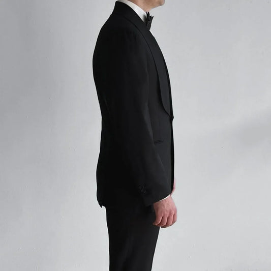 Men Suit 2 Pieces Black With Lapel Single Button For Wedding Banquet Birthday Business Official Work Set Jacket With Pants