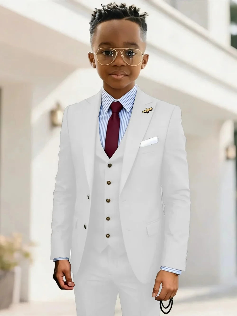 Formal Boys Suits 3 Pieces Wedding Ring Bearer Outfit Handsome Peak Lapel Homecoming Suit Set Fast Delivery Tuxedo 2-20T