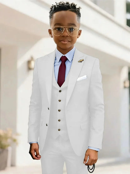 Formal Boys Suits 3 Pieces Wedding Ring Bearer Outfit Handsome Peak Lapel Homecoming Suit Set Fast Delivery Tuxedo 2-20T
