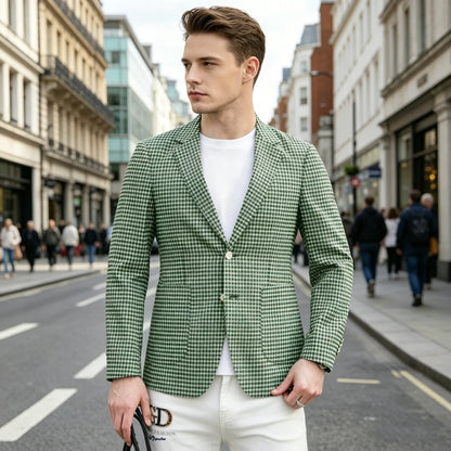 Men's Plaid Blazer Slim Fit Business Casual Checkered Suit Jacket Lightweight Notched Lapel Sport Coats for Office Daily Wear