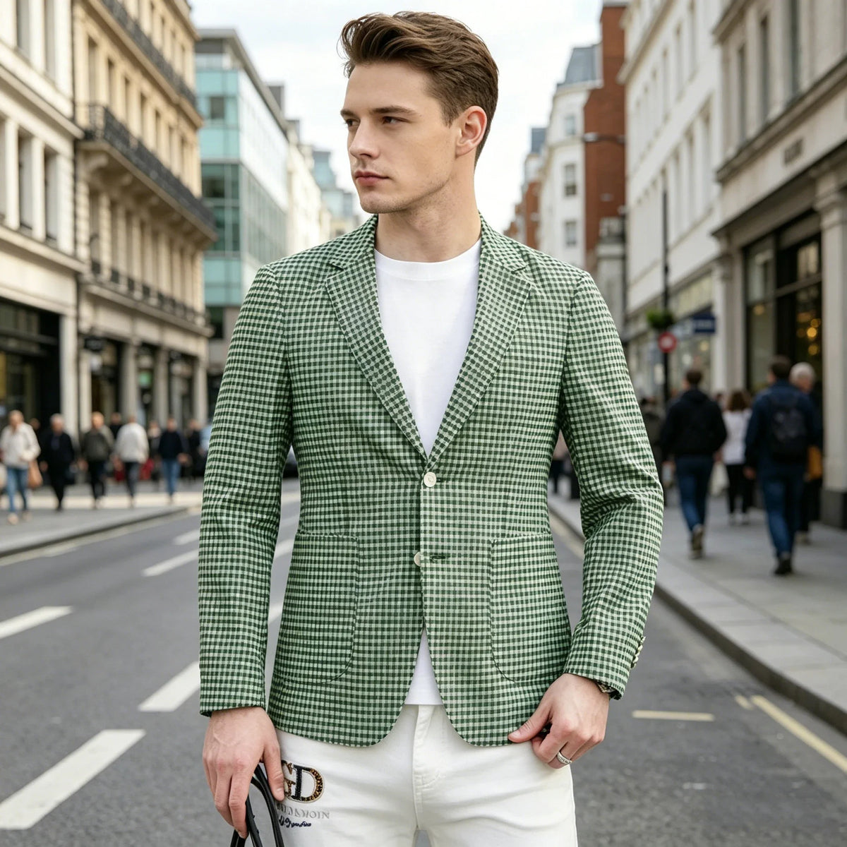 Men's Plaid Blazer Slim Fit Business Casual Checkered Suit Jacket Lightweight Notched Lapel Sport Coats for Office Daily Wear
