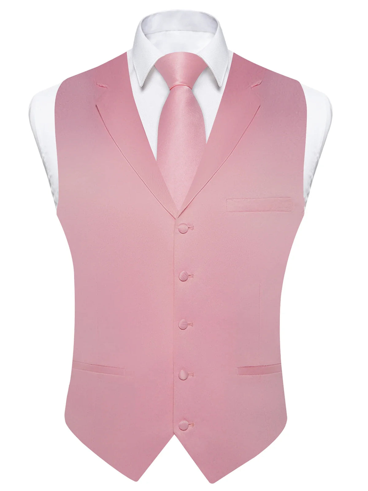 Men's Suit Vest & Tie Set – Solid Color Satin Formal Waistcoat for Weddings and Business