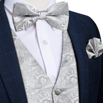 Men's Suit Vest Bow Tie Set – Formal Waistcoat with Necktie and Pocket Square for Weddings